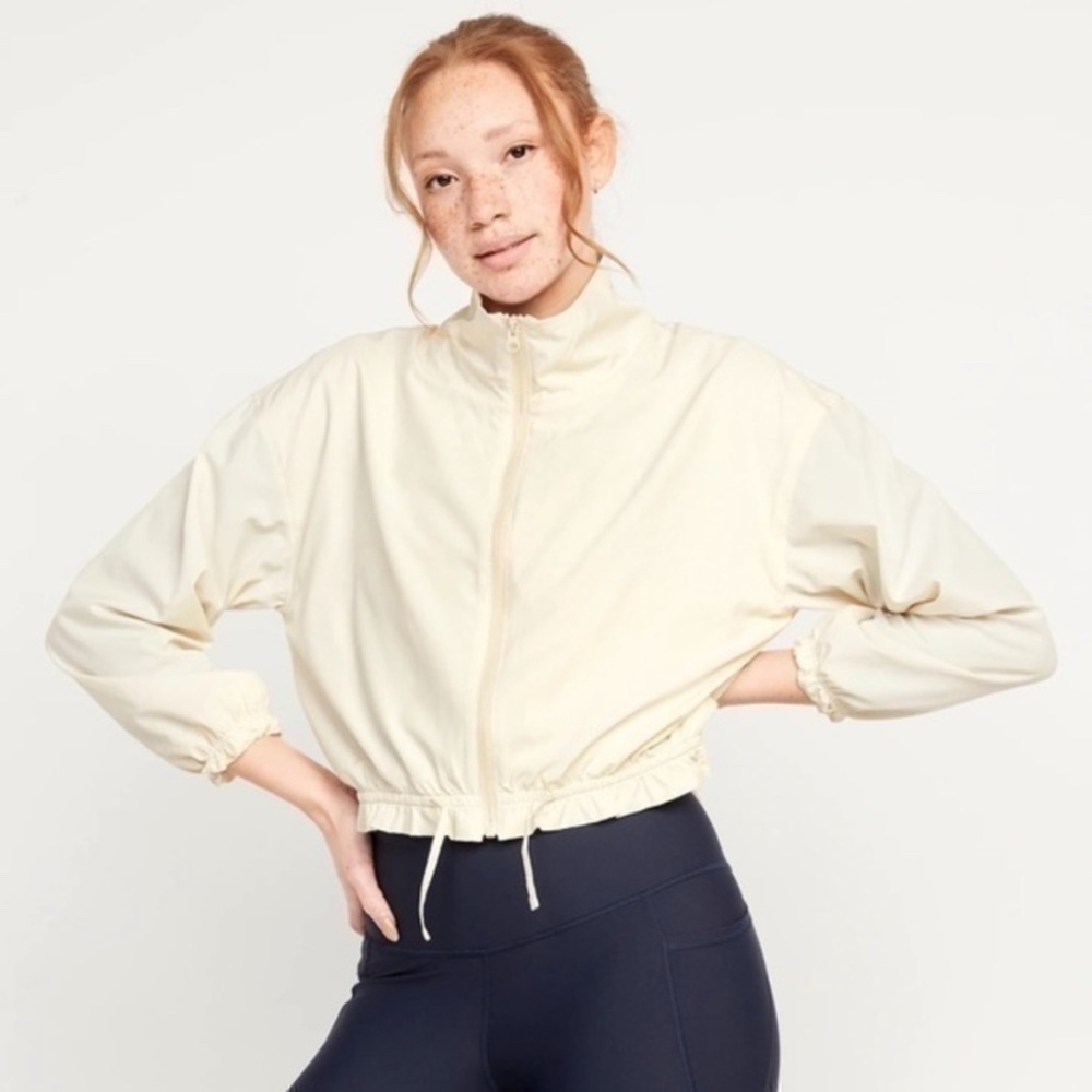 Old navy stretch tech loose cropped fit full zip up jacket SIZE 2X